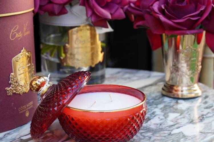 Scented candle Round Art Deco Candle - Red & Gold 300 g