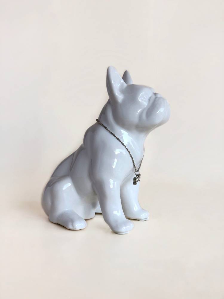 Moneybox Pug ceramic white
