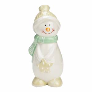 Green ceramic snowman with star 7x14x6cm - flowers delivery Dubai