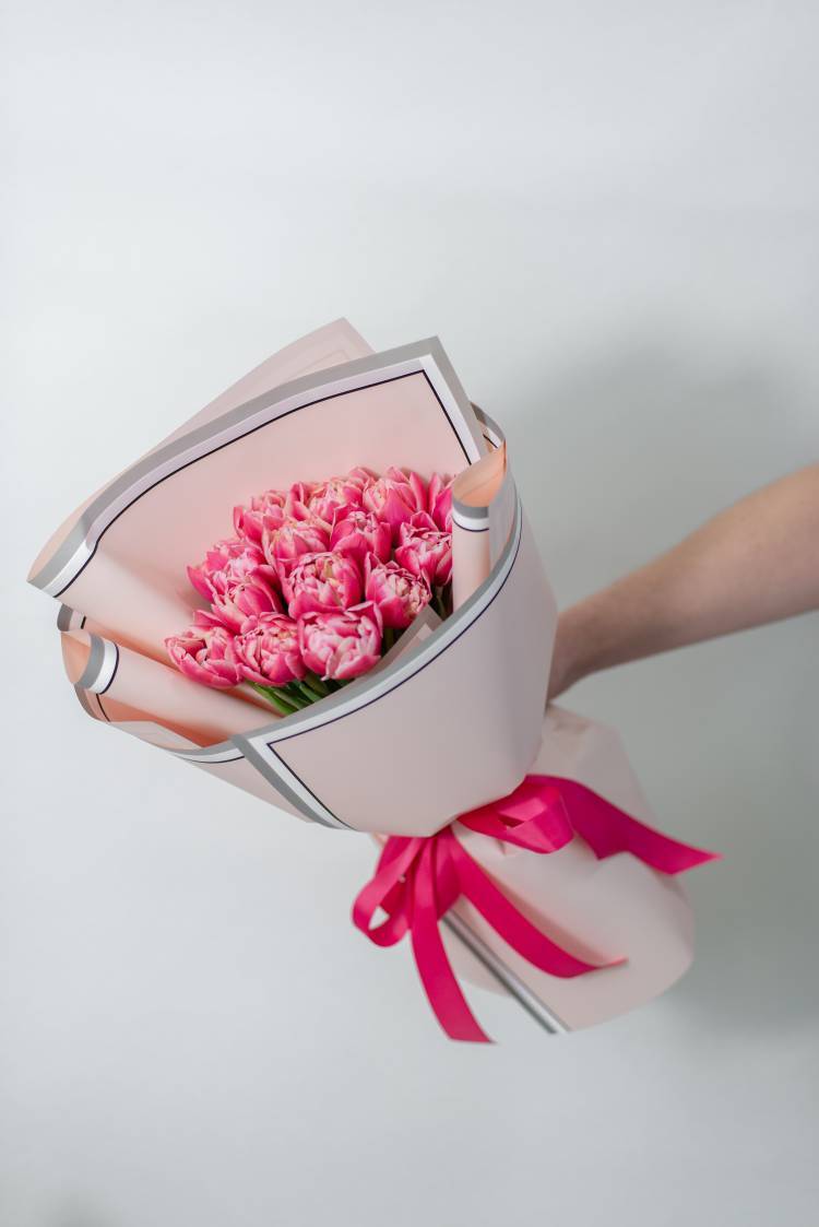 bouquet of 15 pink peony tulip