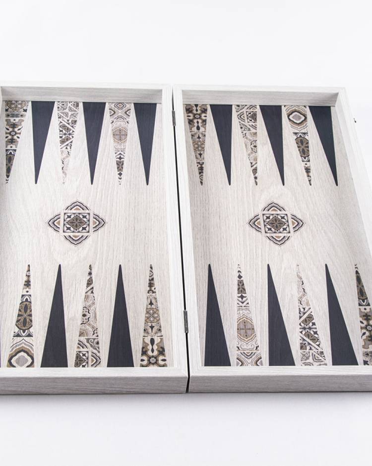 Handmade wooden backgammon Moroccan mosaic art, L
