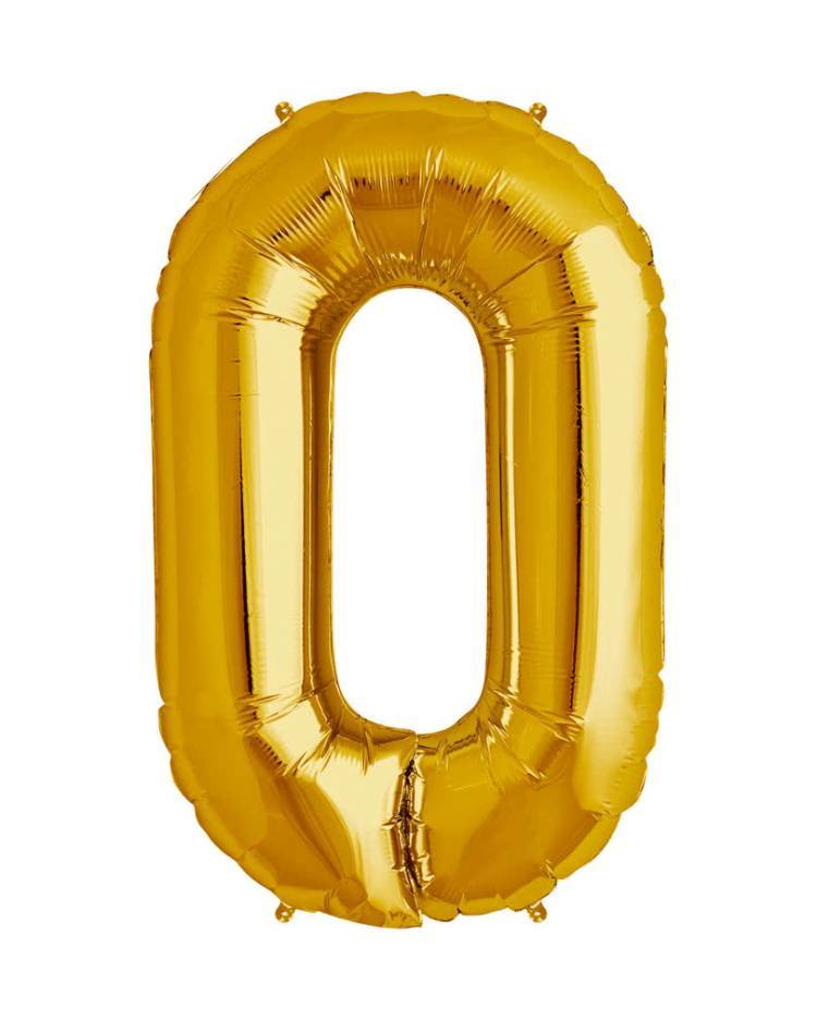 Gold Giant Foil Number Balloon - 0