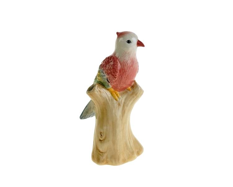 Vase w. bird, multi-colored, pink