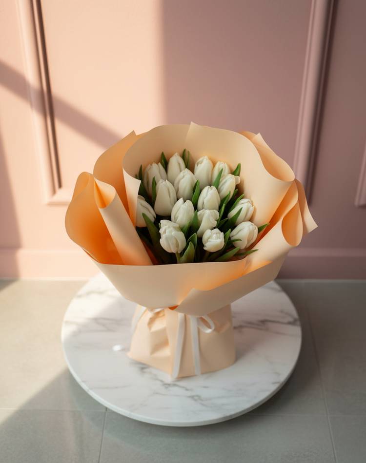 15 white tulips