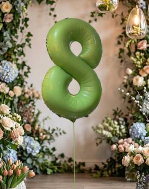 Balloon Foil Number  - 8 green - flowers delivery Dubai