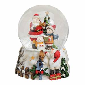 Music box/waterball santa poly /glass 14x10cm - flowers delivery Dubai