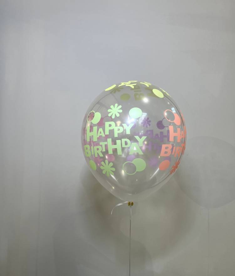 Balloon transparent Happy Birthday flowers