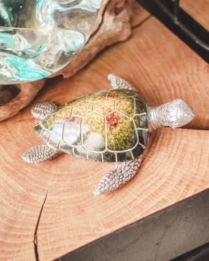 Statuette Turtle Josie green/silver 10 cm - flowers delivery Dubai