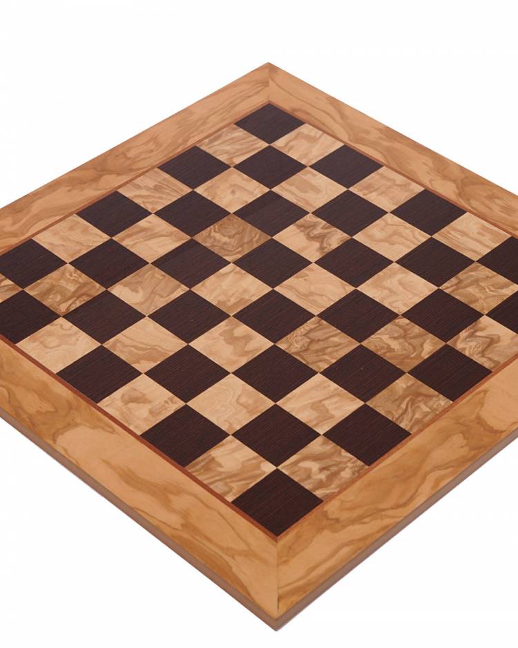 Chessboard olive wood & wenge inlaid handcrafted 40x40cm