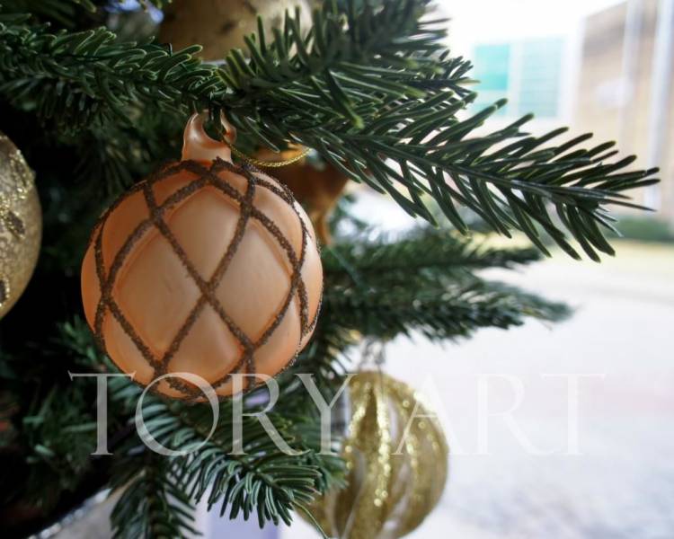 Christmas tree toy Ball velvet brown, 6cm