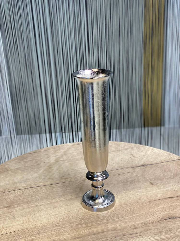 Silver metal vase
