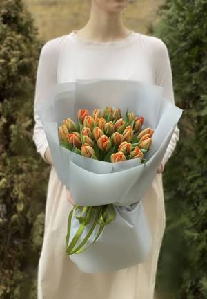 A bouquet of 25 orange peony tulips - flowers delivery Dubai