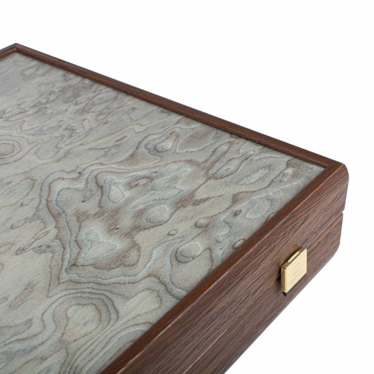 Backgammon Handmade Pearly Grey Vavona Inlaid  with Oak & Wenge points with Sideracks 48x30cm