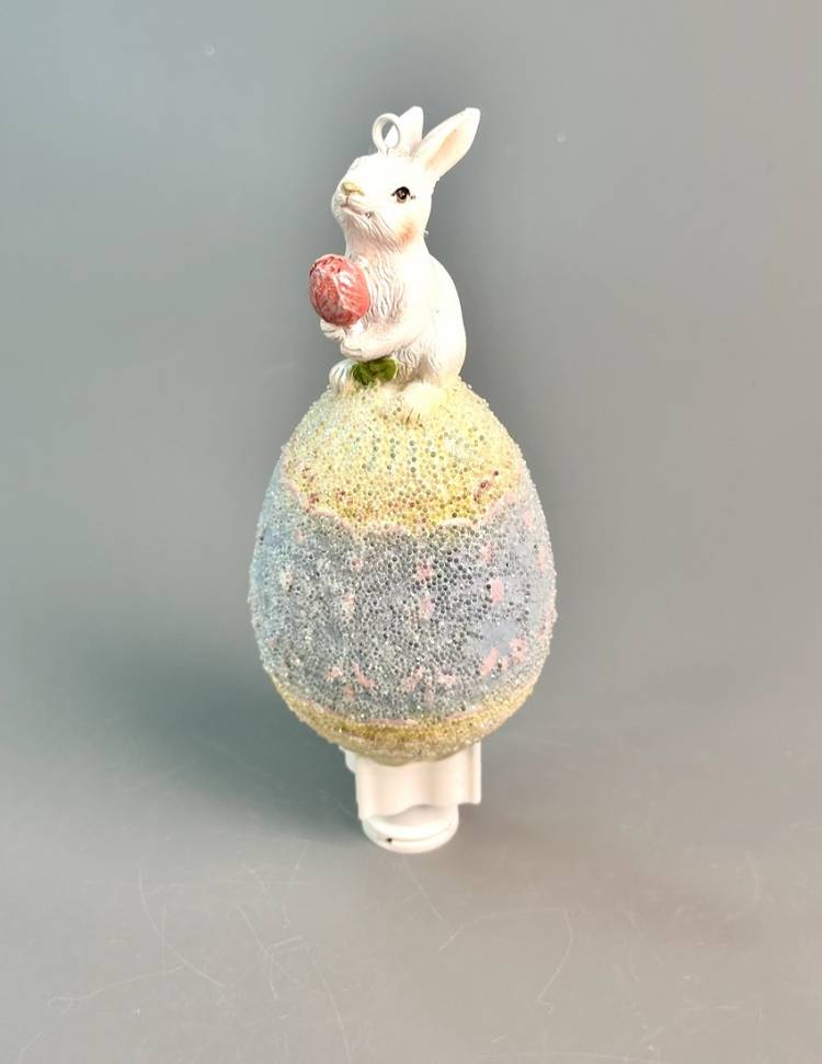 Hanging decorative figurine of a rabbit on an egg 6x6x13cm, assorted