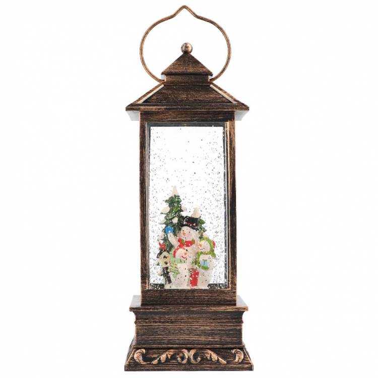 Lantern waterspinning,snowman LED-Antic brown