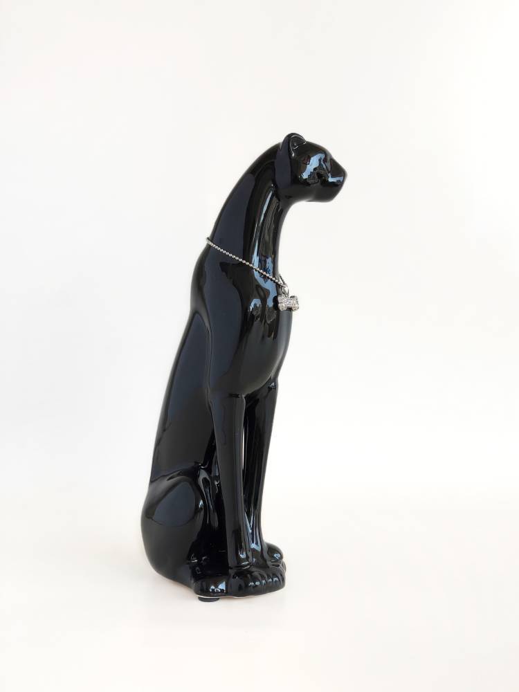 Statuette Leopard black ceramic 15 cm
