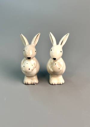 Statuette Bunny with egg gray/white ceramic 5*9... - flowers delivery Dubai