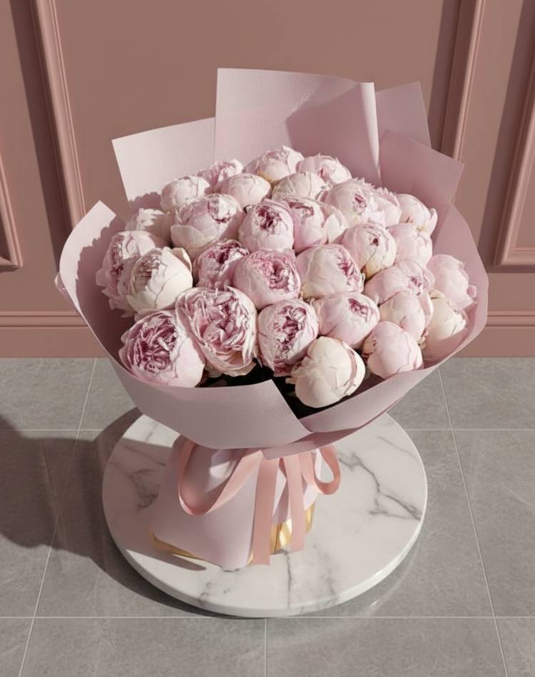 Bouquet of 31 pink peonies