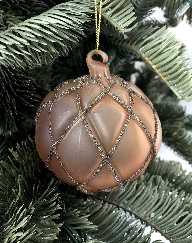 Christmas tree toy Ball velvet brown, 6cm