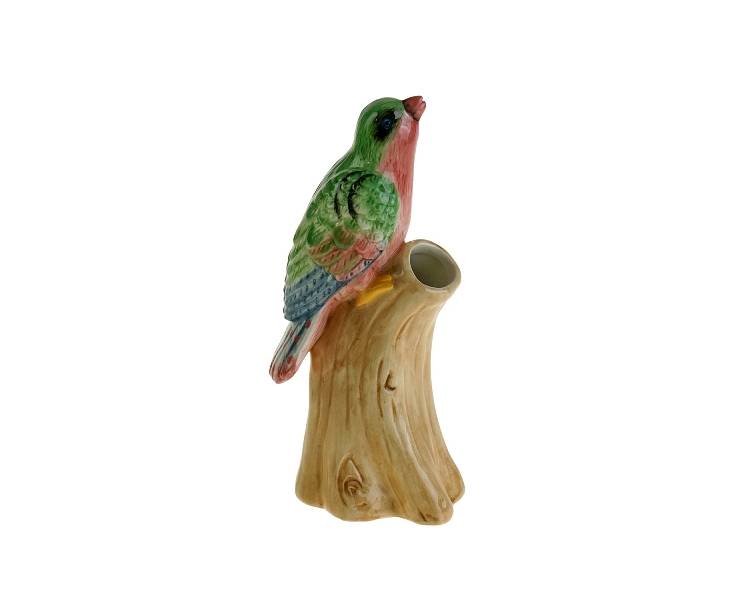 Vase w. bird, multi-colored, green