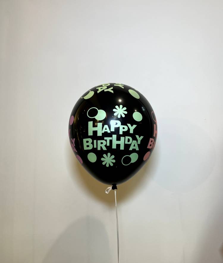 Balloon black Happy Birthday flowers