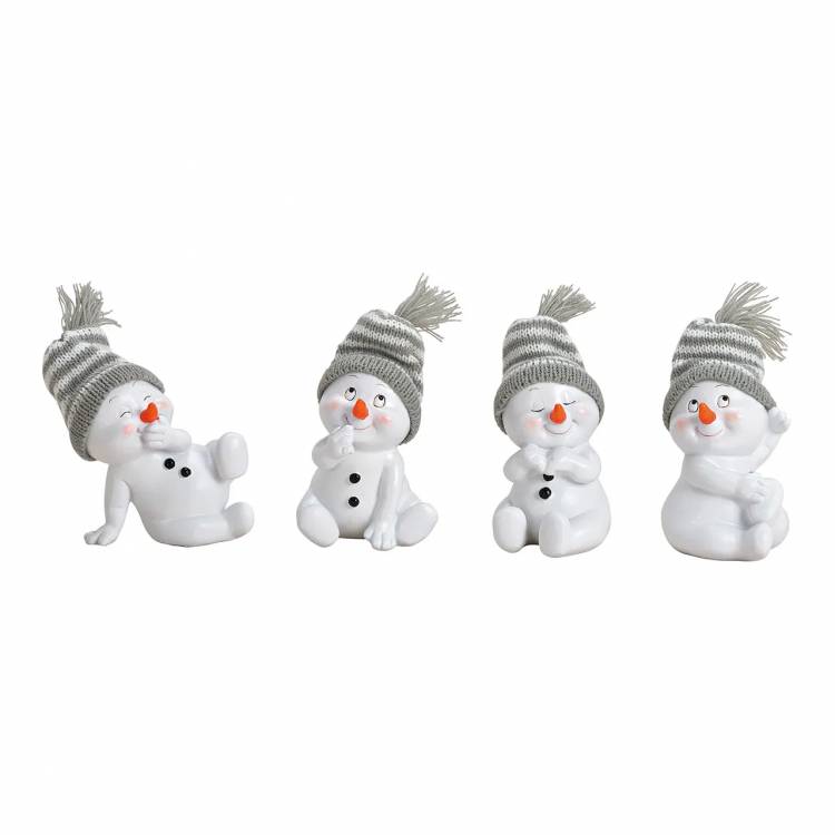 Snowman sitting with hat grey, assorted, 9x8x11cm