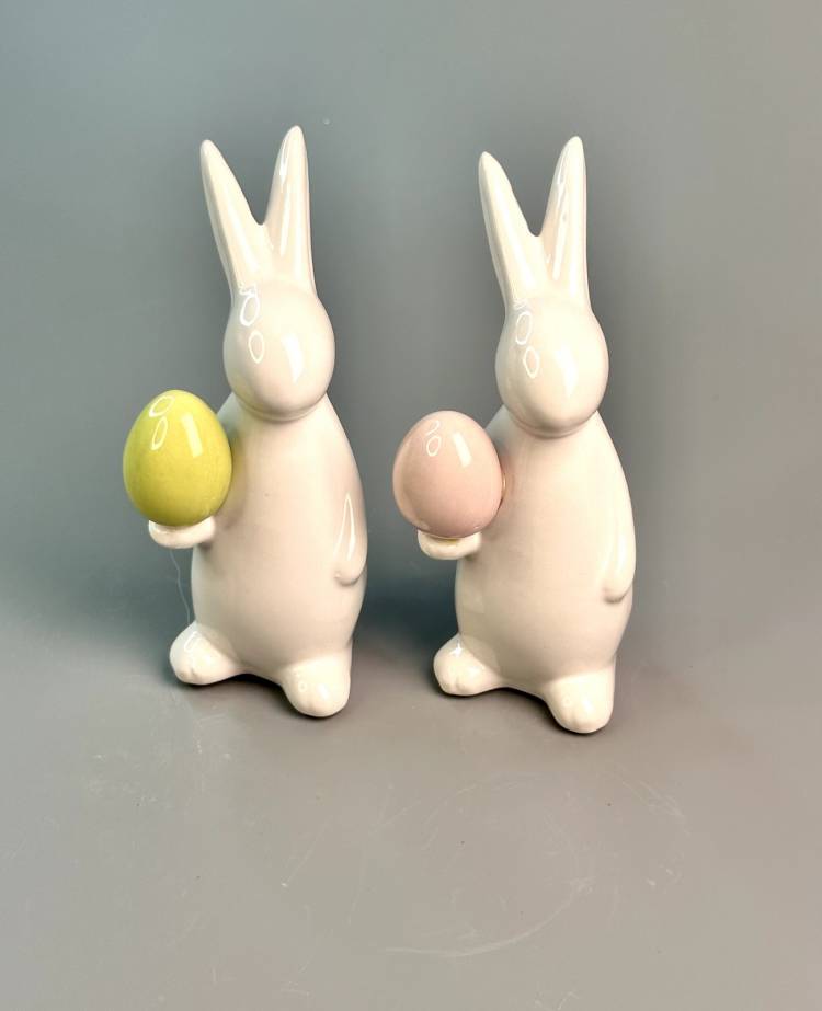 Bunny with egg ceramic white 5*13*6 cm