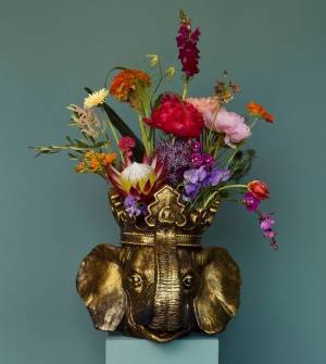 Elephant planter head Jumbo, gold - flowers delivery Dubai