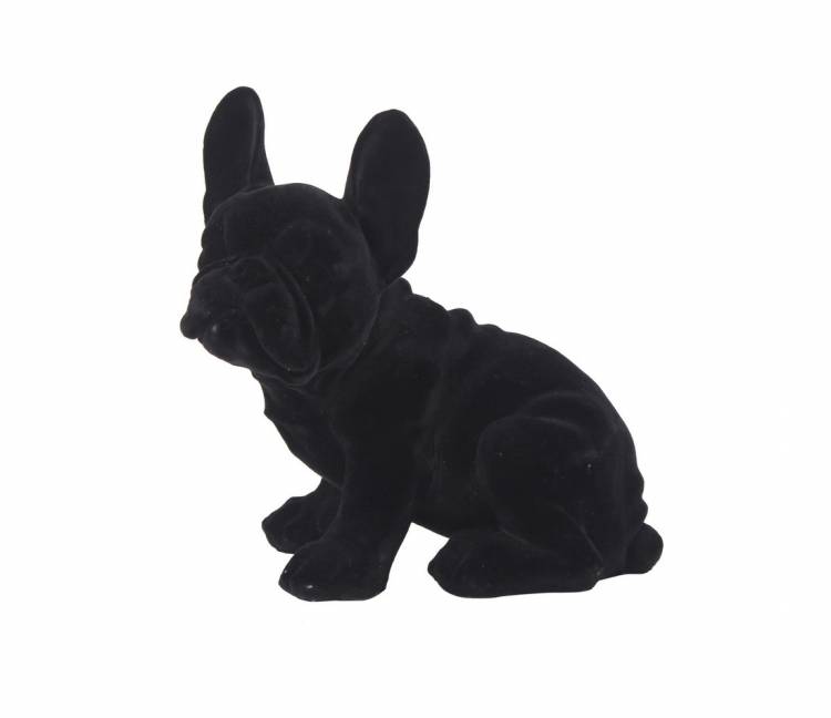 Dog sitting 24,5cm flocked/black