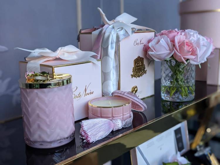 Scented candle Art Deco Pink Champagne, 185 g