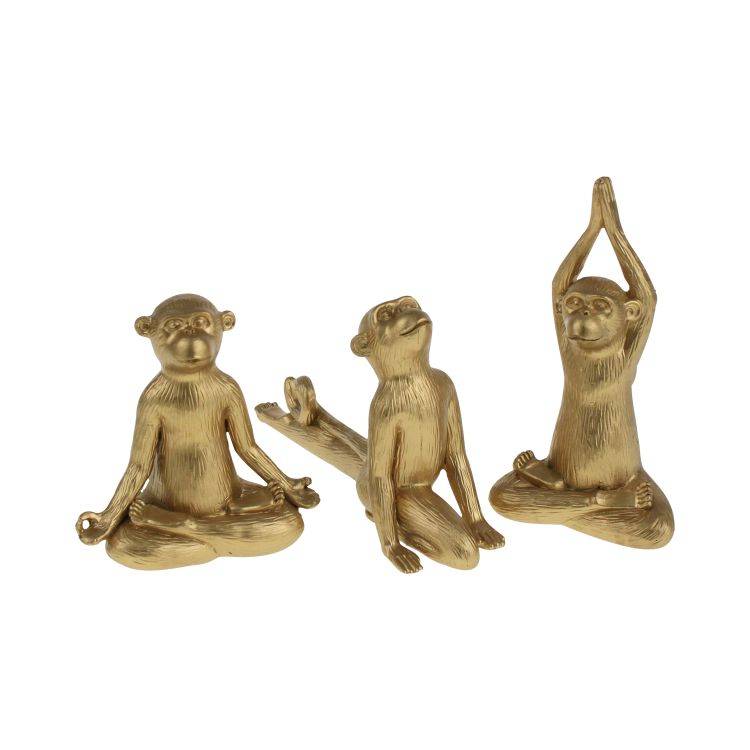 Statuette "Yoga monkeys", assorted, gold