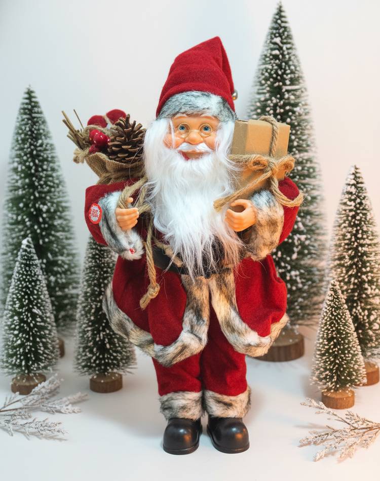 Santa promo, 15 LED, fabric red/beige/white, 40 cm