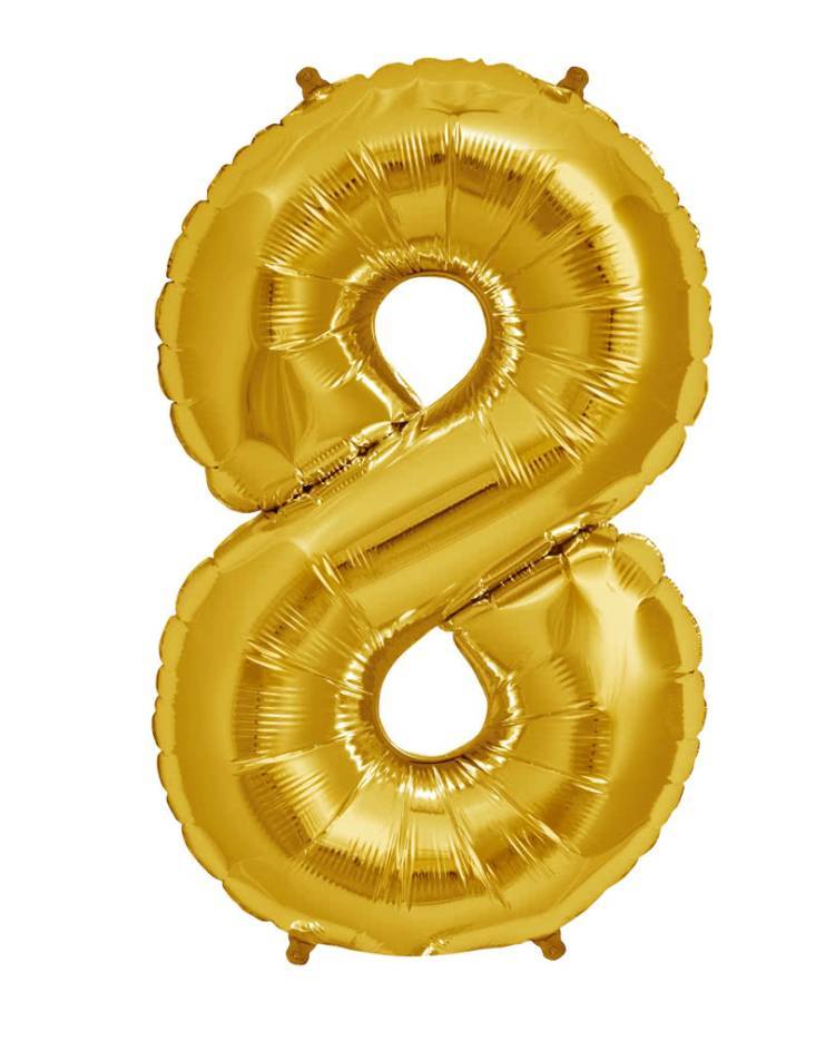 Gold Giant Foil Number Balloon - 8