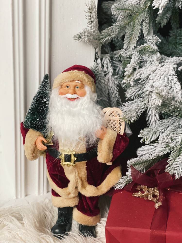 Santa stands in assortment. of 3, red -40 cm.
