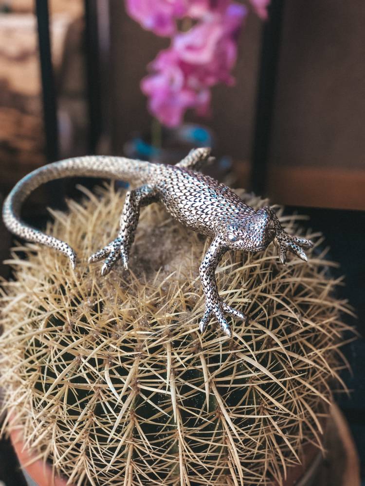 Statuette  Gecko Billy silver, 26 cm
