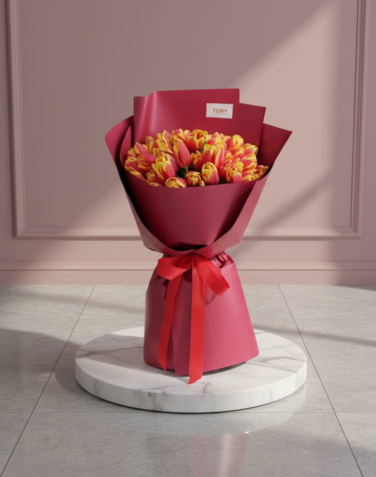 Bouquet of 51 tulips "Ogonyok"