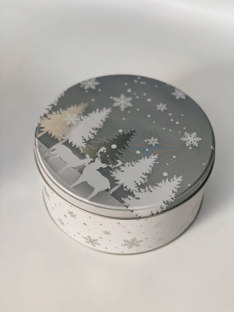 Round metal box with Christmas design 19x8x19cm