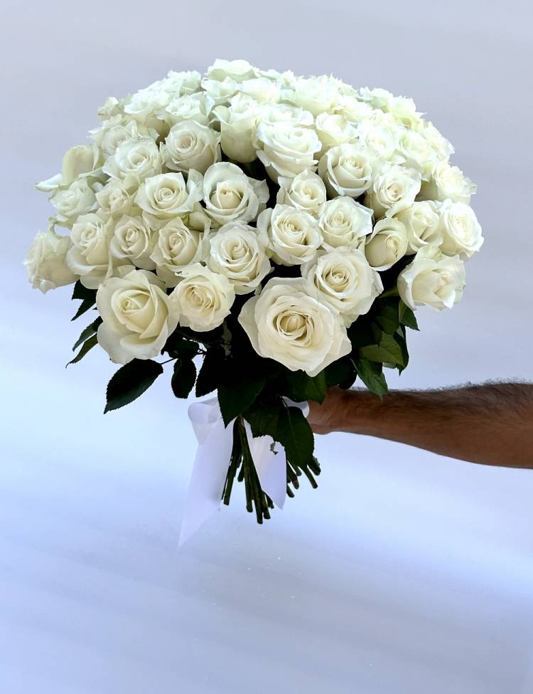 Bouquet of 50 White Roses
