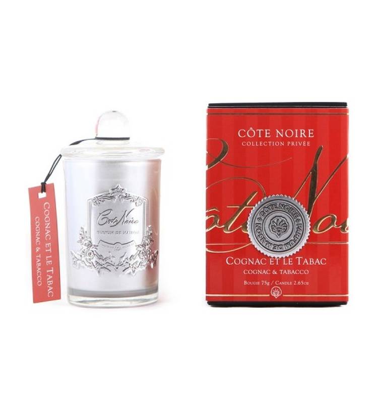 Scented candle Cognac and Tobacco SILVER, 75 g