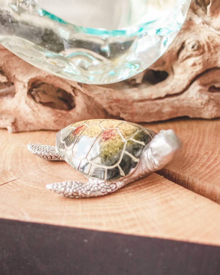 Statuette Turtle Josie green/silver 10 cm