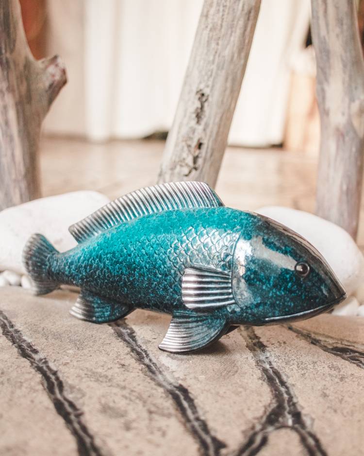 Statuette Fish Ponte blue/silver, 27 cm