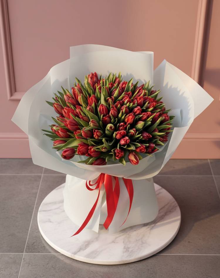 Bouquet of 101 Red Tulips