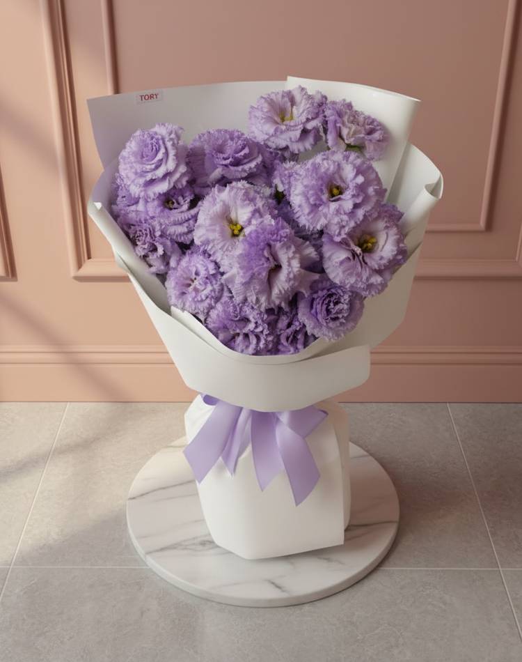 Bouquet of 7 purple eustomes