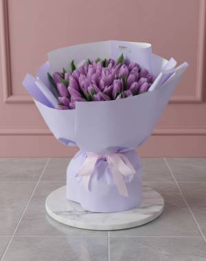 Bouquet of 51 Purple Tulips - flowers delivery Dubai