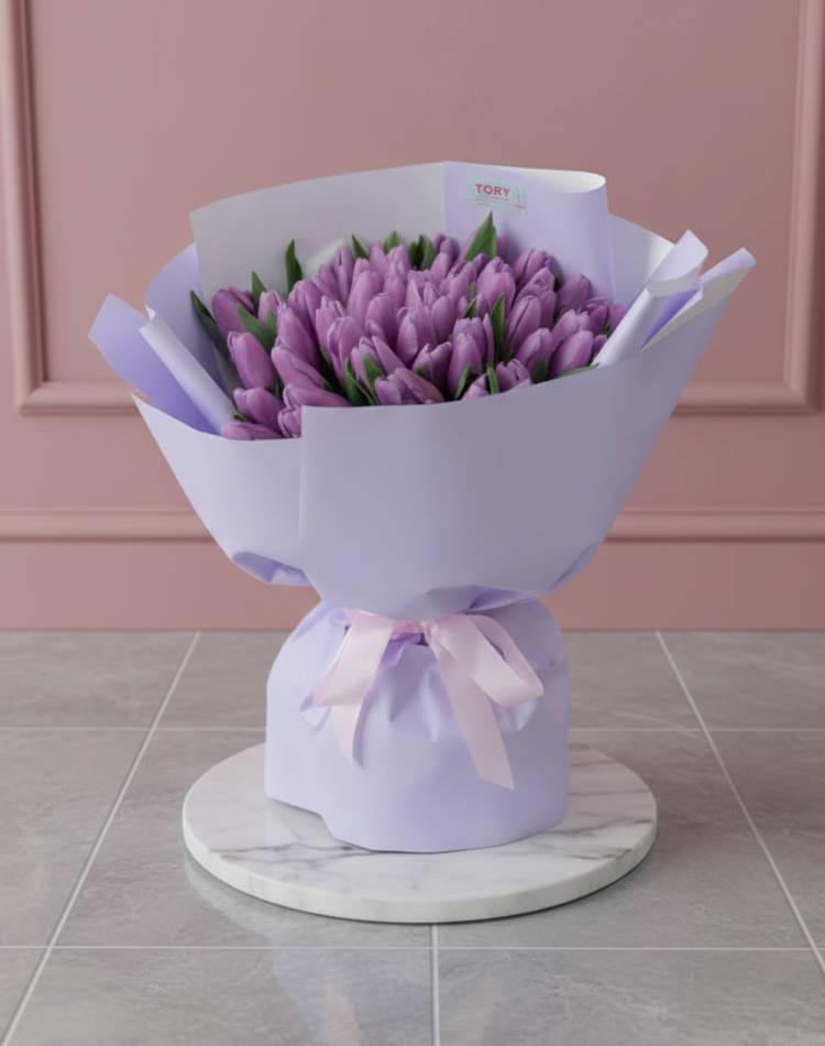 Bouquet of 51 Purple Tulips