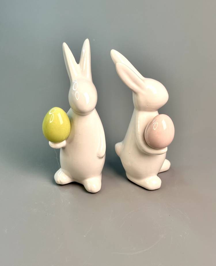 Bunny with egg ceramic white 5*13*6 cm