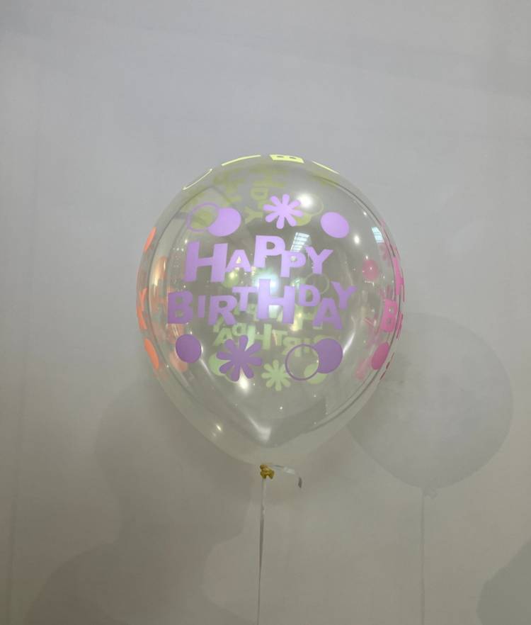 Balloon transparent Happy Birthday flowers