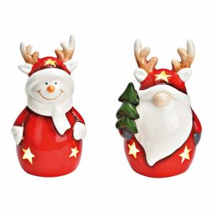 snowman with LED ceramic red / white 2-fold, 8x... - flowers delivery Dubai