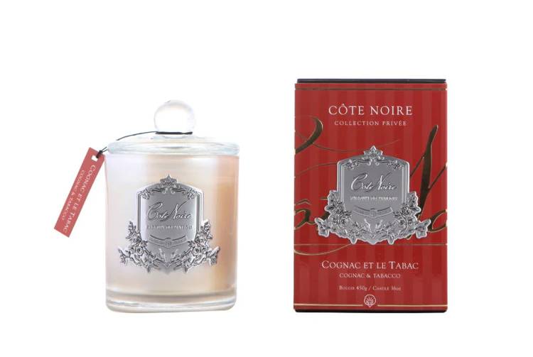 Scented candle Cognac and Tobacco SILVER, 450 g