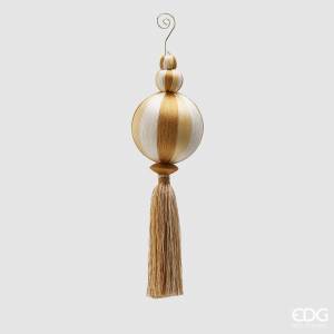 Christmas ball white/gold with tassel, 10 cm - flowers delivery Dubai